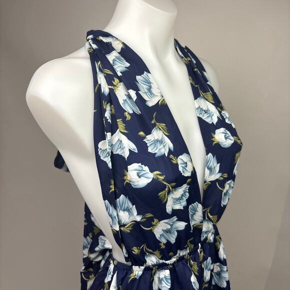 Lulus Navy Blue Floral Elated Energy Convertible Sleeveless Romper Shorts Sz XS - Picture 9 of 13